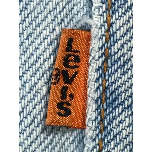 Vintage Levis Orange Tab Jeans Mens 42x32 Light Blue Relaxed Tapered Made In USA - Picture 11 of 12